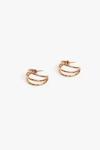 Earrings ladies gold 3 rows - Silvy