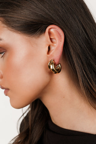 Earrings round with twisted effect gold - Sofa