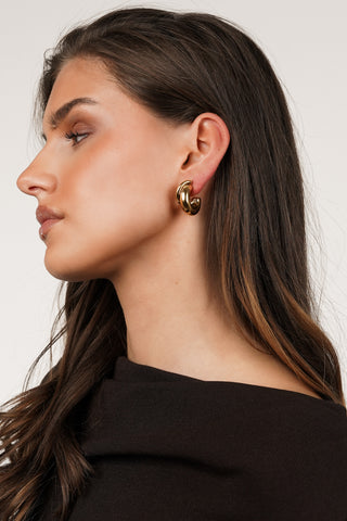 Earrings round with twisted effect gold - Sofa