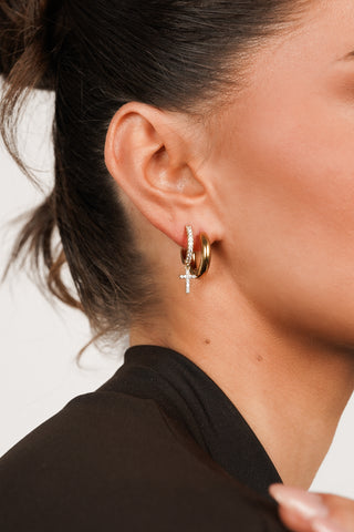 Earring single cross gold - Celine