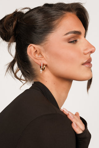 Earring single cross gold - Celine