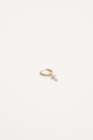 Earring single cross gold - Celine