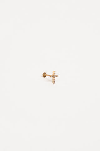 Ear piercing cross with stones gold - Megan