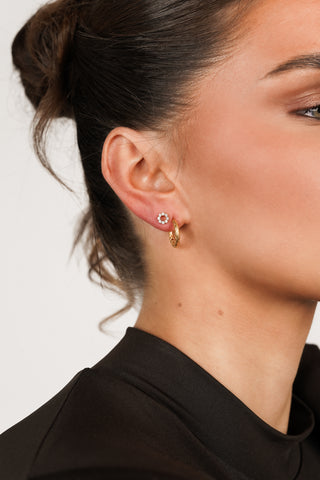 Ear piercing round with stones gold - Nina