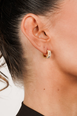 Diamond Gold Small Hoop Earrings - Caitlyn