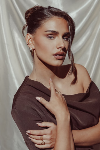 Diamond Gold Small Hoop Earrings - Caitlyn