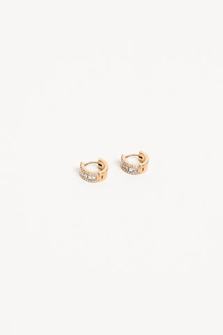 Diamond Gold Small Hoop Earrings - Caitlyn