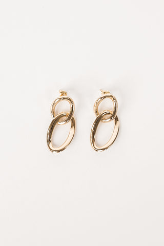 Ear studs with 2 oval pendants gold - Zoey