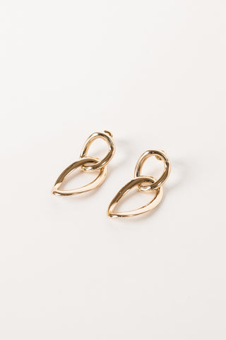 Ear studs with 2 oval pendants gold - Zoey