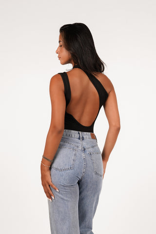 Open back bodysuit black - Quinty