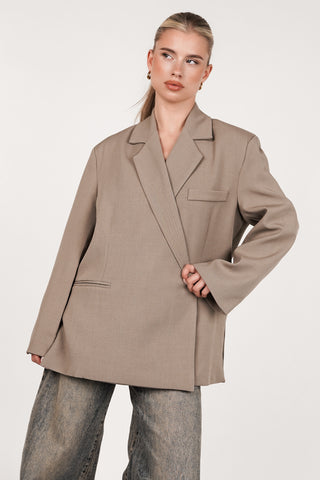 Oversized asymmetric blazer camel - Clara