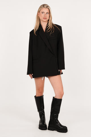Oversized Blazer, asymmetrisch, Kamel – Clara