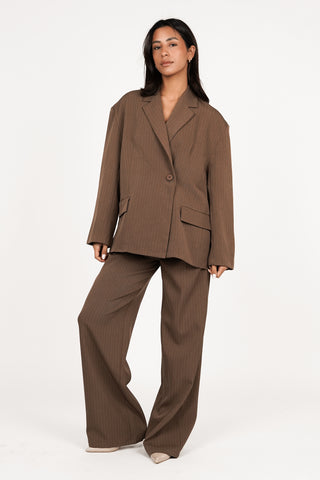 Oversized Blazer mit Nadelstreifen Braun - Vive