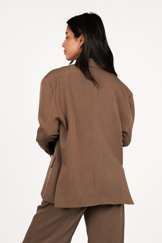 Oversized Blazer mit Nadelstreifen Braun - Vive