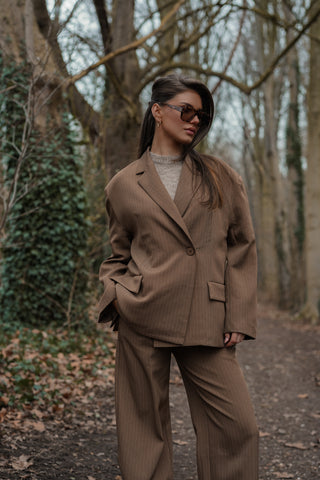 Oversized Blazer mit Nadelstreifen Braun - Vive