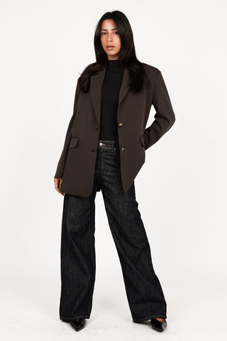 Oversized Blazer offener Rücken braun - Norali
