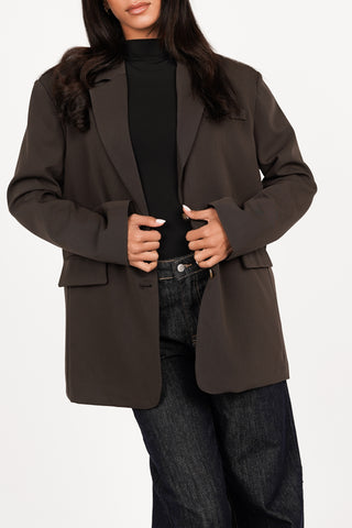 Oversized Blazer offener Rücken braun - Norali