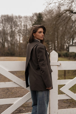 Oversized open-back brown blazer - Norali