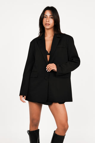 Oversized Blazer offener Rücken schwarz - Norali