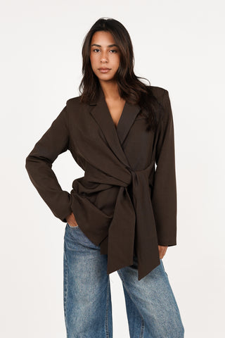Oversized blazer with bow detail in black - Skylar