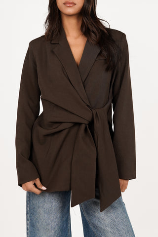 Oversized blazer with bow detail in black - Skylar