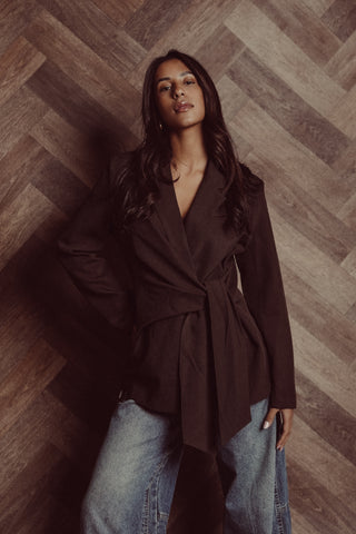 Oversized blazer with bow detail in black - Skylar