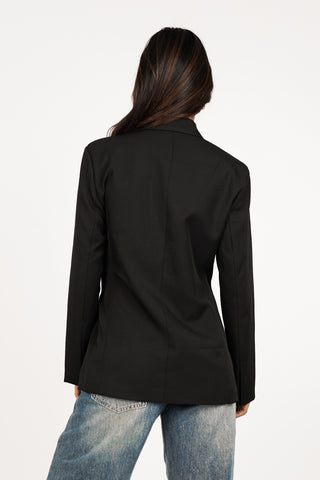 Oversized Blazer mit Schleifendetail in Schwarz - Skylar