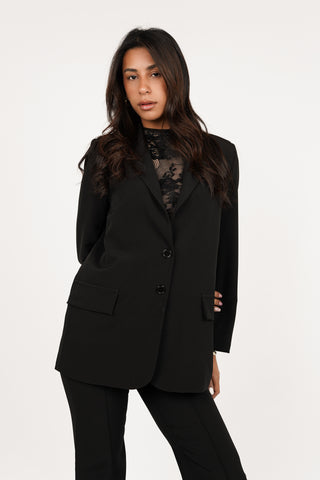 Oversized blazer black with long sleeves - Ariane