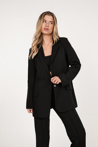 Schwarzer Oversize-Blazer mit langen Ärmeln – Ariane