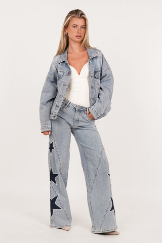 Denim jacket met ster blauw - Avelina