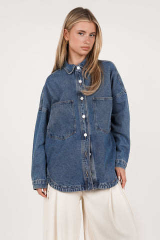 Oversized denim jacket blue - Giselle
