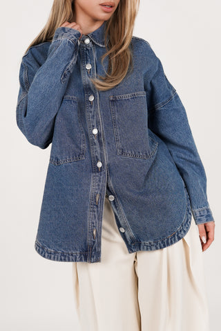 Oversized denim jacket blue - Giselle