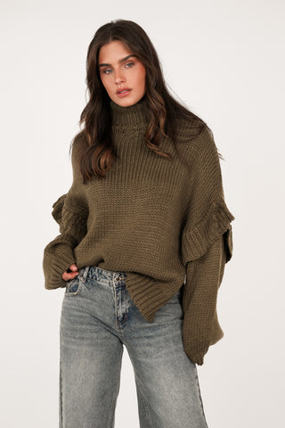 Oversized knitted sweater green - Alexa