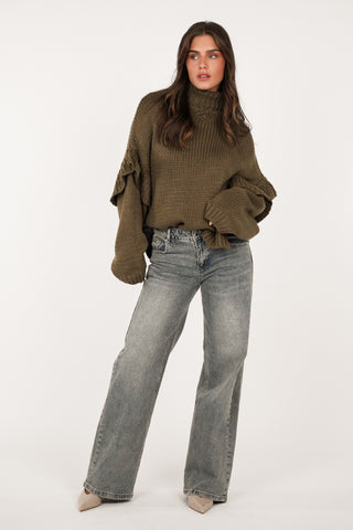Oversized knitted sweater green - Alexa