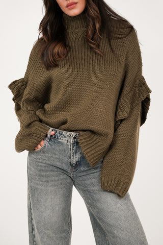 Oversized knitted sweater green - Alexa