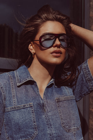 Oversized blue aviator sunglasses - Alana