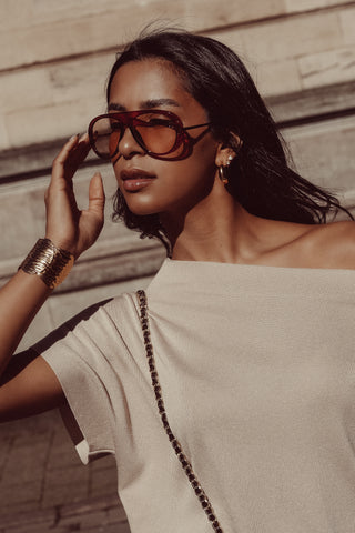 Oversized brown aviator sunglasses - Alana