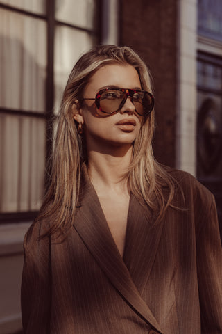 Oversized leopard aviator sunglasses - Alana