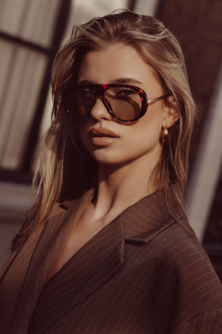 Oversized leopard aviator sunglasses - Alana
