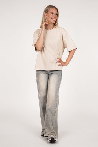 Oversized t-shirt dames beige - Marlow