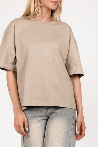 Oversized t-shirt dames taupe - Marlow