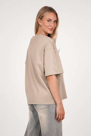 Oversized t-shirt dames taupe - Marlow