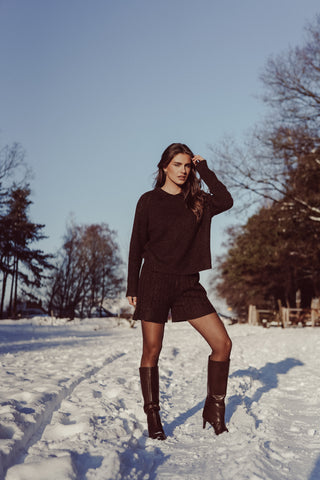 Oversized collared sweater brown - Addison