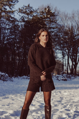 Oversized collared sweater brown - Addison