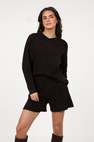 Oversized collared sweater brown - Addison
