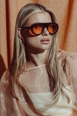 Oversized sunglasses rounded green - Chiara