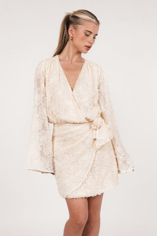 Wickelkleid mit Jacquard beige - Lion