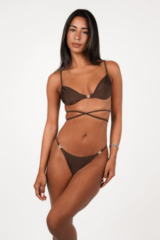 Padded bikini met gouden details bruin - Sissy