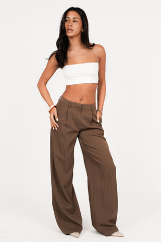 Pants tall with pinstripes brown - Livera