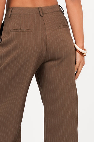 Pants tall with pinstripes brown - Livera